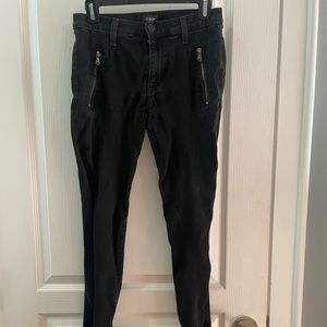 Hudson Sz 28 Charlotte Black Moto Skinny Jeans With Faux Front Zippered Pockets